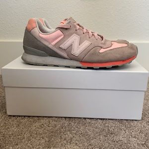 New Balance 696 Pink Orange Gray Sneaker Size 7.5